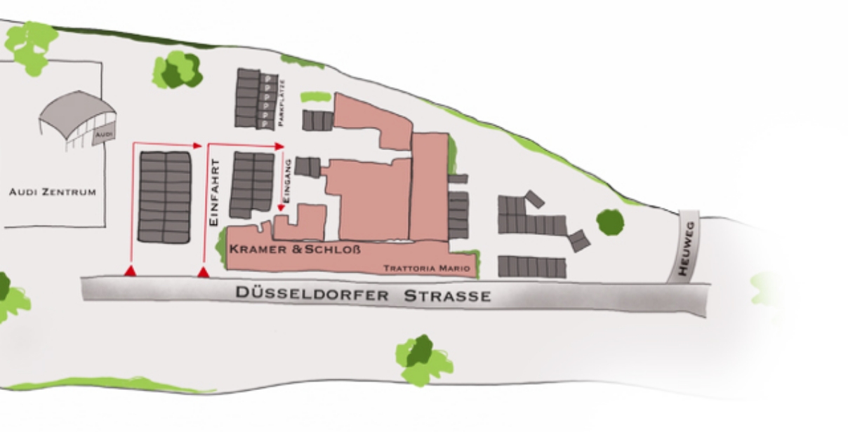 Kanzlei Kramer & Schloss - Rechtsanwälte Notarin. Bild zu Parkmöglichkeiten an der alten Lederfabrik, die als Büro Gebäude genutzt wird.